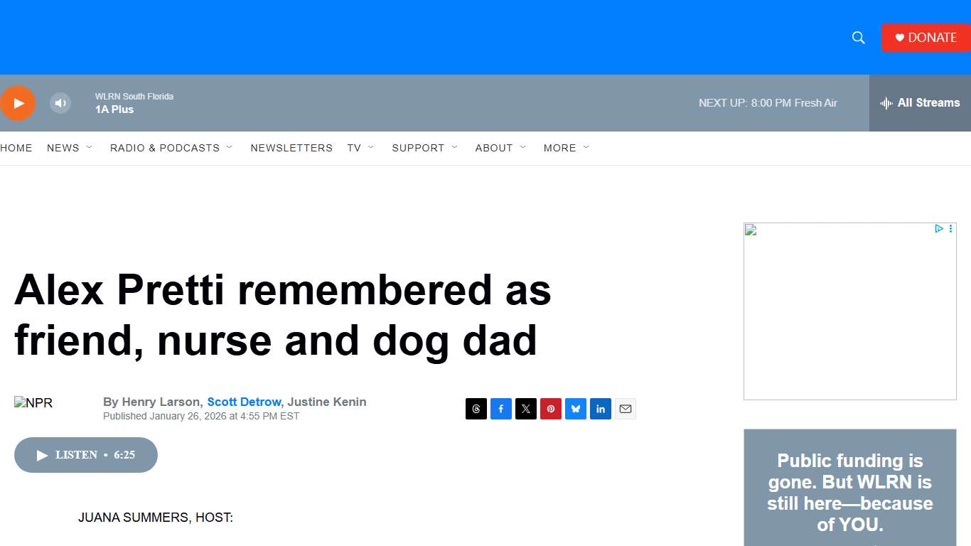 Alex Pretti remembered as friend, nurse and dog dad WLRN